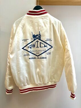 Dunbrooke VTG early 80s Qwick Construction Alaska Pla-Jac satin jacket XL
